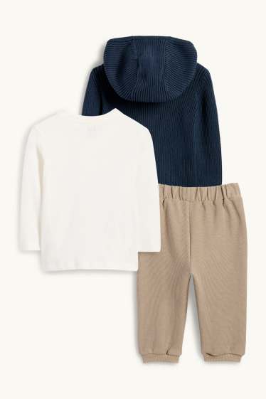Baby: jongens - Dino - baby-outfit - 3-delig - blauw / beige