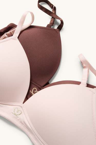 Enfants filles - Lot de 2 - soutiens-gorge sans armatures - ampliforme - rose