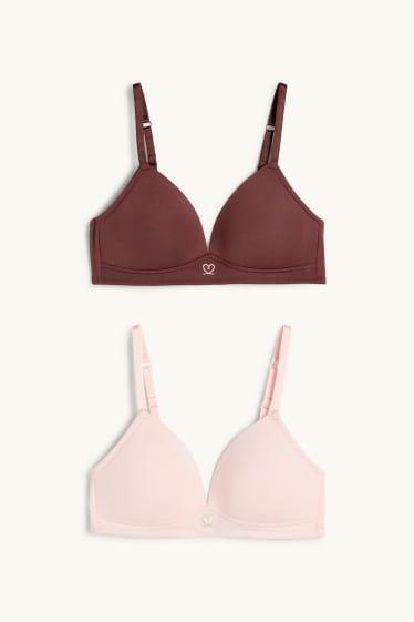 Enfants filles - Lot de 2 - soutiens-gorge sans armatures - ampliforme - rose
