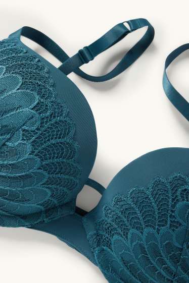 Femmes - Soutien-gorge avec armatures - push-up - vert foncé