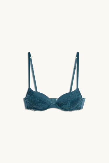 Femmes - Soutien-gorge avec armatures - push-up - vert foncé