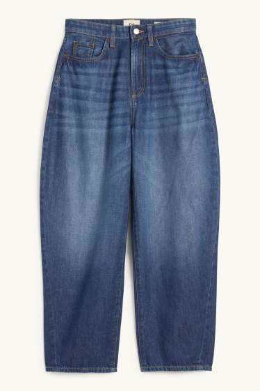 Damen - Barrel Jeans - High Waist - jeansblau