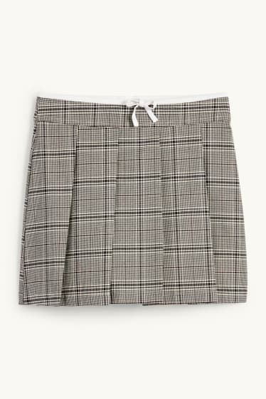 Kinder Mädchen - Faltenrock - kariert - schwarz / beige