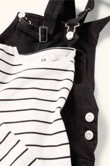 Nena - Conjunt - samarreta de mànigues llargues i vestit de peto texà - 2 peces - negre/blanc