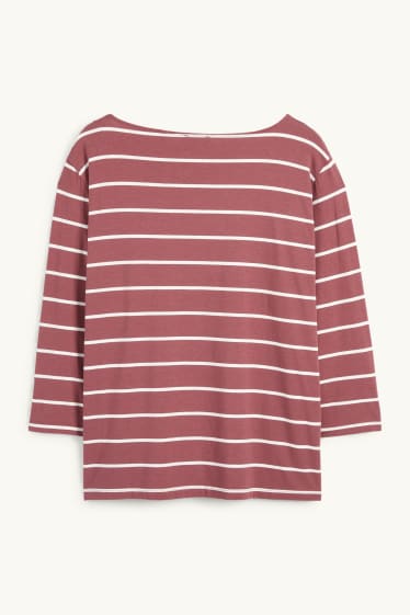 Women - Long sleeve top - striped - bordeaux