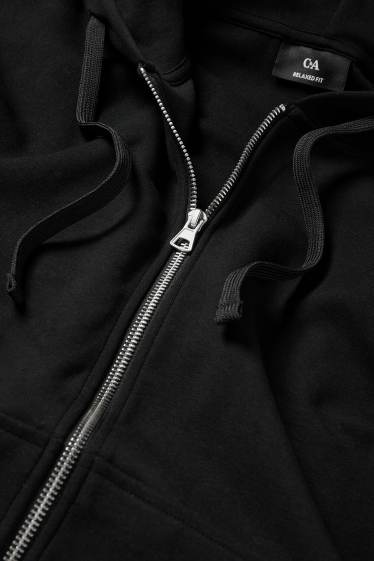 Uomo - Felpa con zip e cappuccio - nero