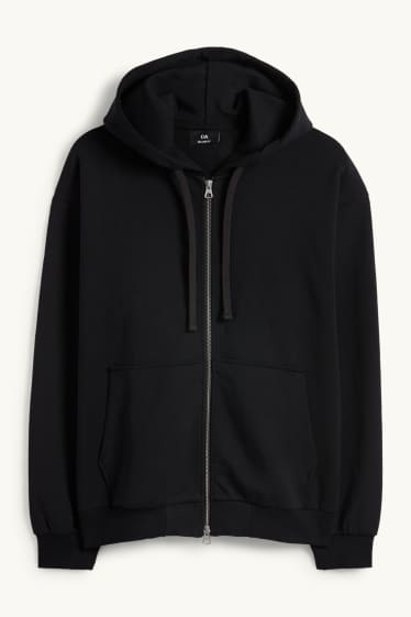 Uomo - Felpa con zip e cappuccio - nero