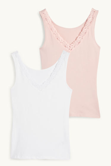 Dona - Paquet de 2 - samarreta interior - blanc/rosa
