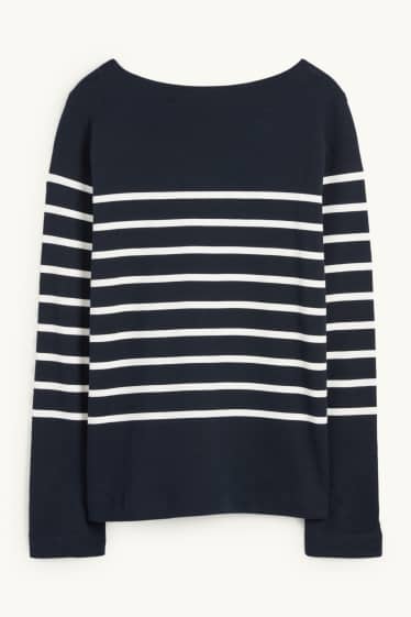 Dona - Samarreta de màniga llarga - de ratlles - blau fosc