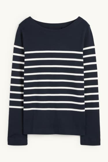 Dona - Samarreta de màniga llarga - de ratlles - blau fosc
