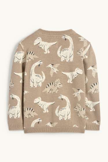 Bebeluși - băieți - Dino - pulover bebeluși - bej