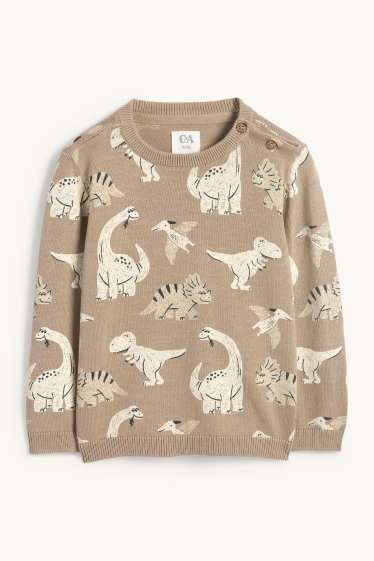 Bebeluși - băieți - Dino - pulover bebeluși - bej