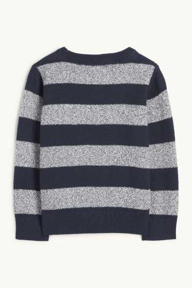 Kinder Buben - Spider-Man - Pullover - gestreift - strukturiert - dunkelblau