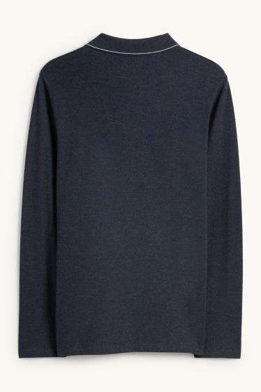 Hommes - Polo - slim fit - bleu foncé