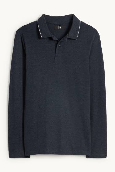 Hommes - Polo - slim fit - bleu foncé