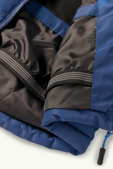 Kinder Jungen - Skijacke mit Kapuze - wasserabweisend - gemustert - dunkelblau