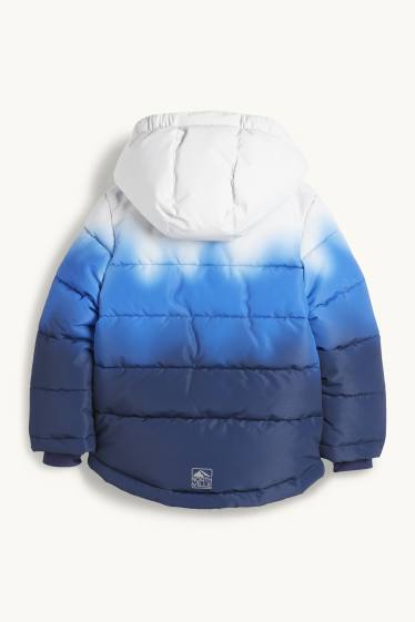 Kinder Jungen - Skijacke mit Kapuze - wasserabweisend - gemustert - dunkelblau