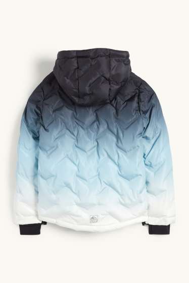 Kinderen: meisjes - Ski-jas met capuchon - waterafstotend - met patroon - donkerblauw