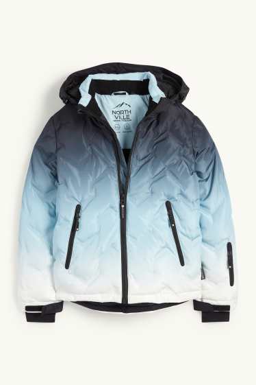 Kinderen: meisjes - Ski-jas met capuchon - waterafstotend - met patroon - donkerblauw