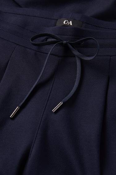 Dames - Broek van jersey - mid waist - tapered fit - donkerblauw