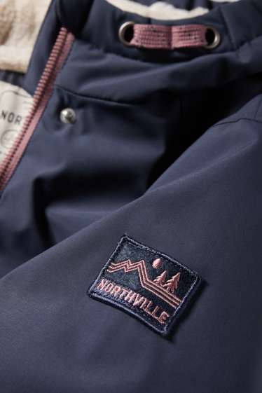 Enfants filles - Parka avec capuche - imperméable - bleu foncé