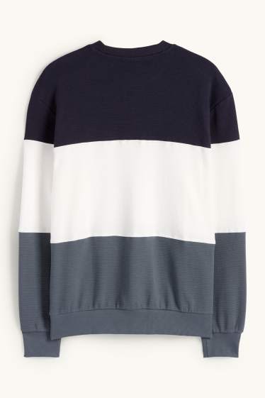 Home - Dessuadora - acanalada - de ratlles - blau fosc / blanc