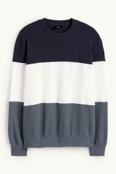 Home - Dessuadora - acanalada - de ratlles - blau fosc / blanc