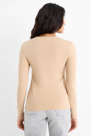 Femmes - Lot de 2 - hauts à manches longues - noir / beige