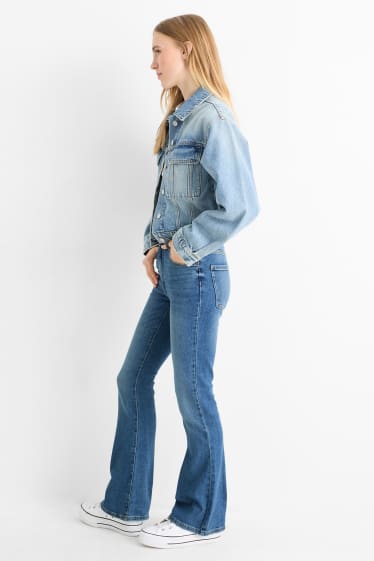 Damen - Flared Jeans - Mid Waist - helljeansblau