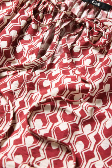 Femmes - Robe évasée - à motif - rouge / blanc crème