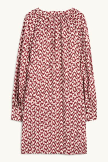 Femmes - Robe évasée - à motif - rouge / blanc crème