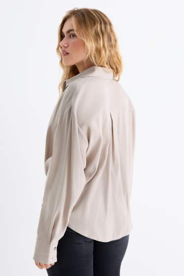 Donna - Blusa con nodo - grigio
