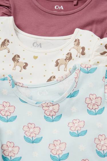 Nena - Paquet de 3 - flors, cavall i conill - vestit - blau clar