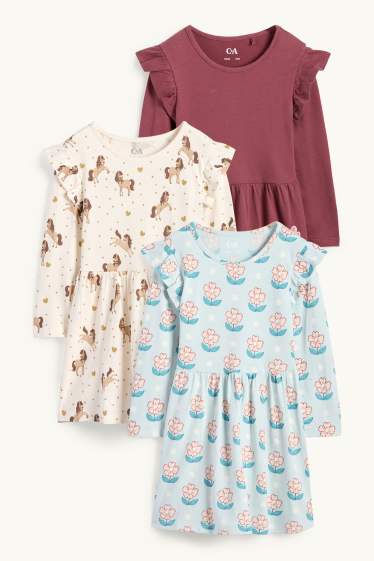 Nena - Paquet de 3 - flors, cavall i conill - vestit - blau clar