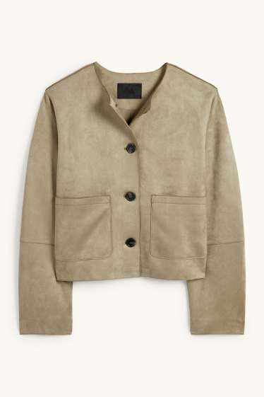 Dona - Jaqueta - pell girada sintètica - caqui