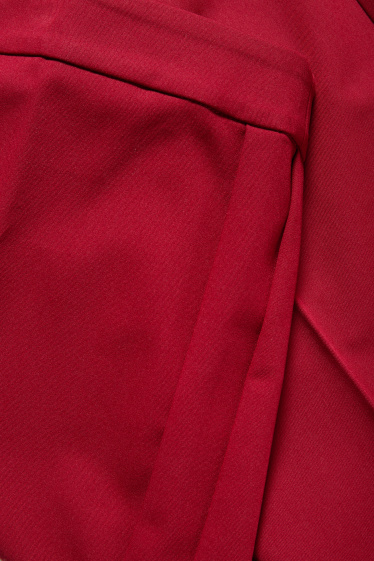 Dámské - Business kalhoty - mid waist - regular fit - tmavočervená