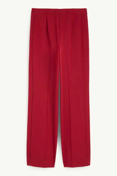 Dámské - Business kalhoty - mid waist - regular fit - tmavočervená