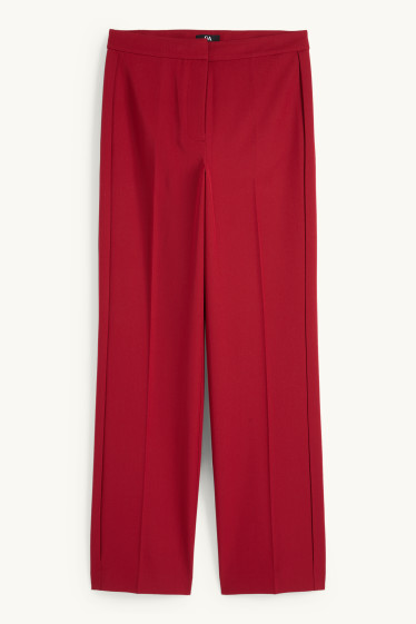 Dámské - Business kalhoty - mid waist - regular fit - tmavočervená