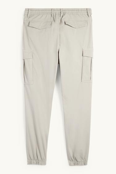Men - Cargo trousers - tapered fit - light gray