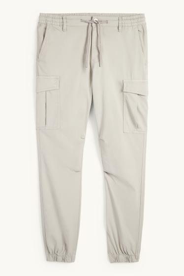 Men - Cargo trousers - tapered fit - light gray