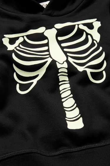 Kinderen: jongens - Halloween - skelet - hoodie - glow in the dark - zwart