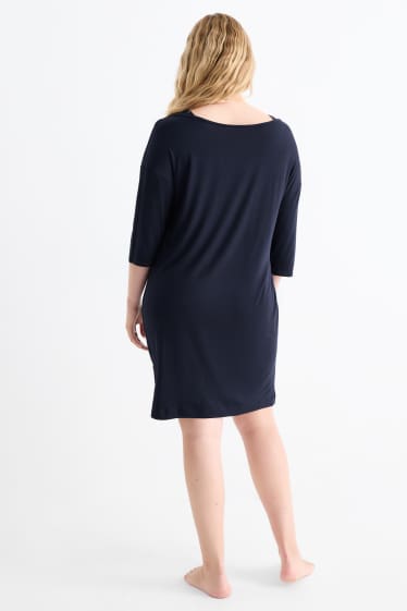 Dames - Nachthemd van viscose - donkerblauw