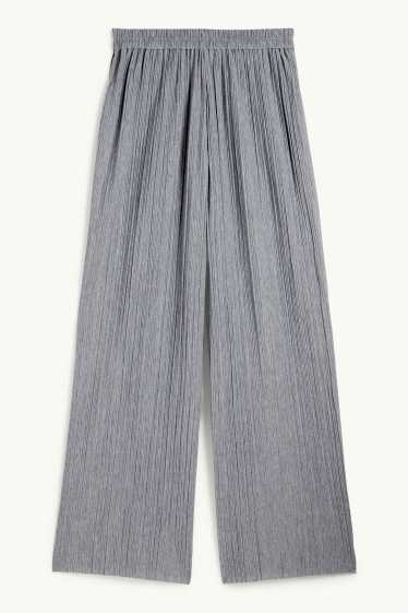 Femmes - Pantalon plissé - high waist - wide leg - gris
