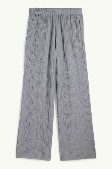 Femmes - Pantalon plissé - high waist - wide leg - gris