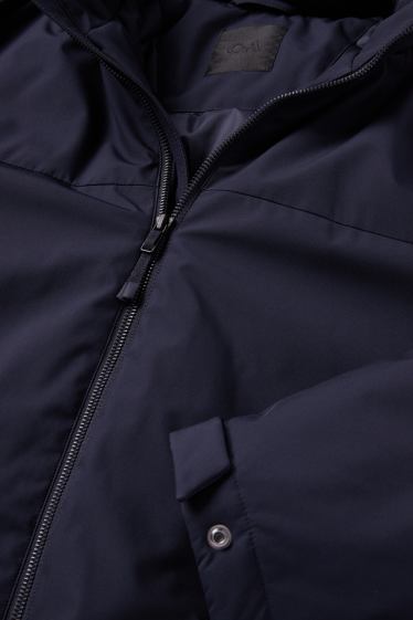 Heren - Jas met capuchon - gevoerd - donkerblauw