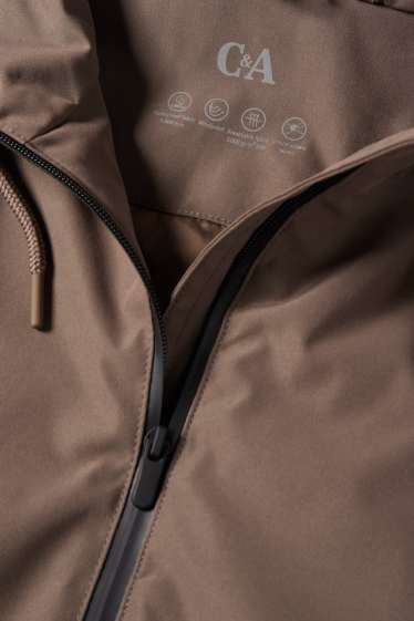 Damen - Regenmantel mit Kapuze - gefüttert - wasserdicht - braun