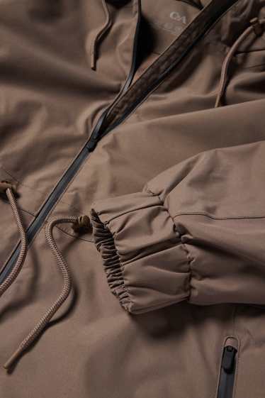 Damen - Regenmantel mit Kapuze - gefüttert - wasserdicht - braun