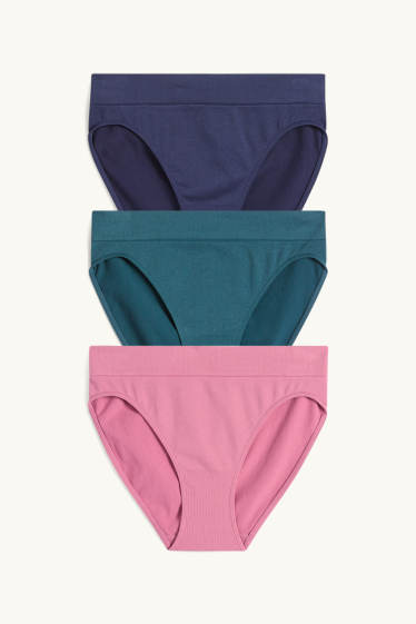 Women - Multipack of 3 - briefs - seamless - dark blue