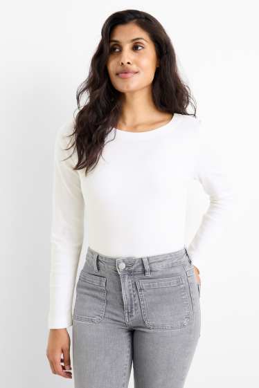 Damen - Multipack 2er - Langarmshirt - schwarz / weiß