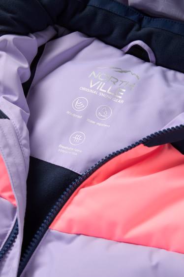 Enfants filles - Veste de ski à capuche - finition déperlante - bleu foncé